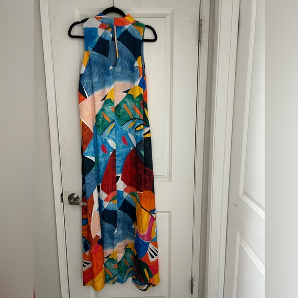 NWT Nicole Miller Watercolor Abstract Print Maxi Dress Large - Picture 2 of 3